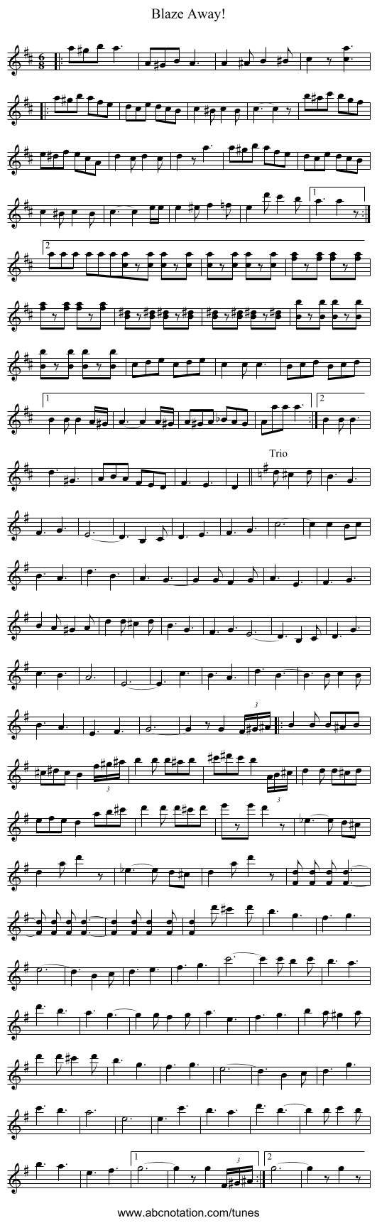 Blaze Away! - staff notation