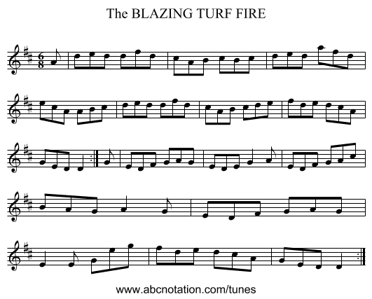 BLAZING TURF FIRE, The - staff notation