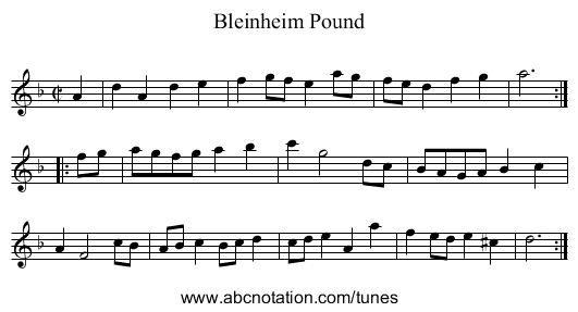 Bleinheim Pound - staff notation