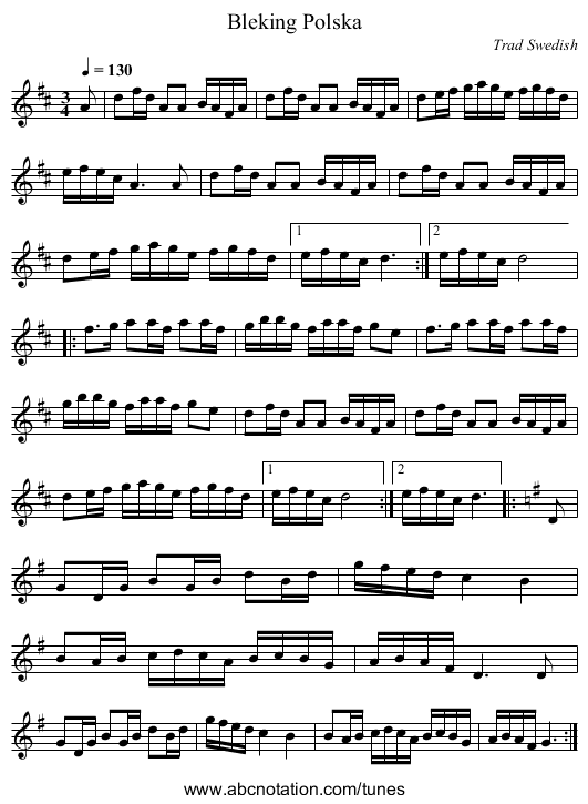 Bleking Polska - staff notation