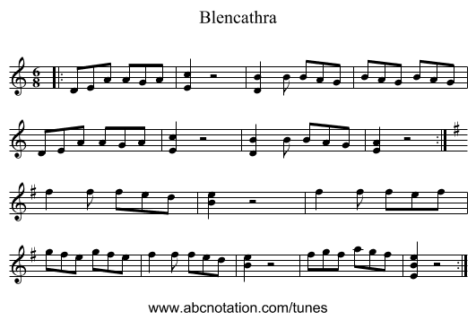 Blencathra - staff notation