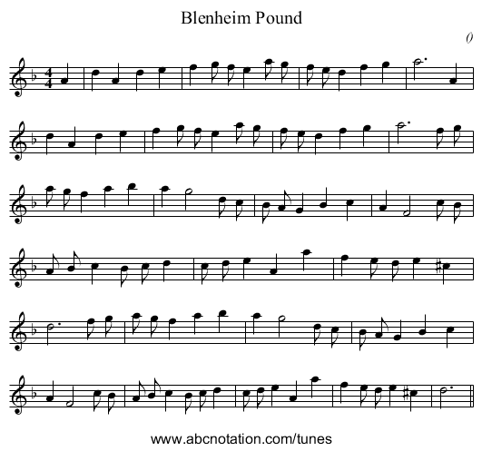 Blenheim Pound - staff notation