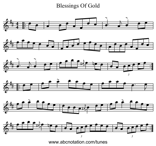 Blessings Of Gold - staff notation