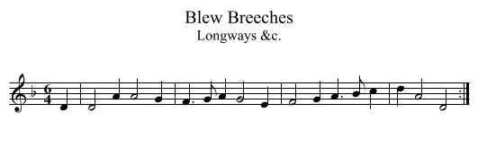 Blew Breeches - staff notation