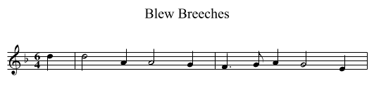 Blew Breeches - staff notation