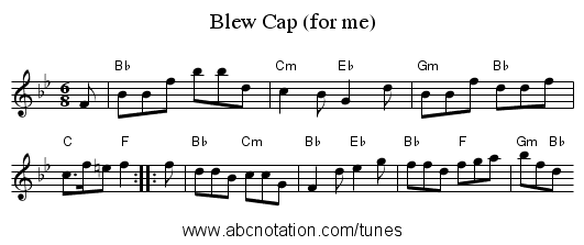 Blew Cap (for me) - staff notation