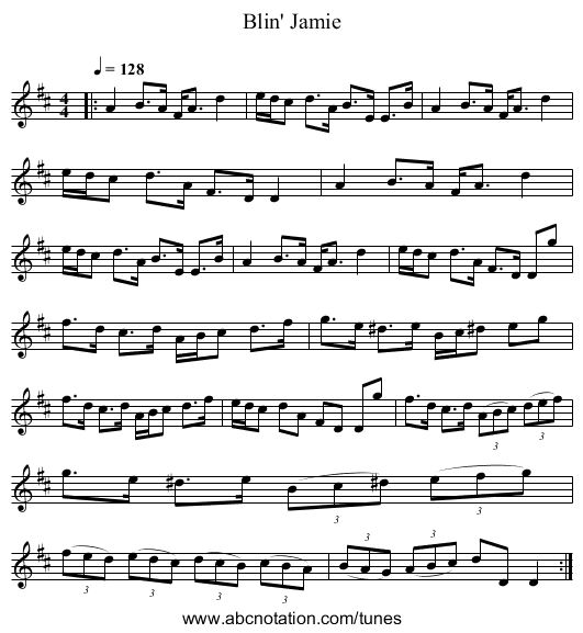 Blin' Jamie - staff notation