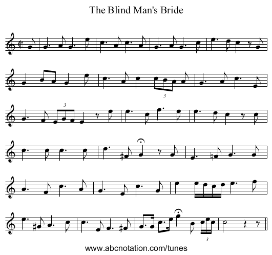 Blind Man's Bride, The - staff notation