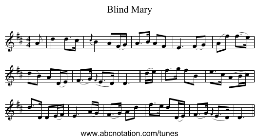 Blind Mary - staff notation