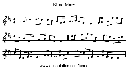 Blind Mary - staff notation