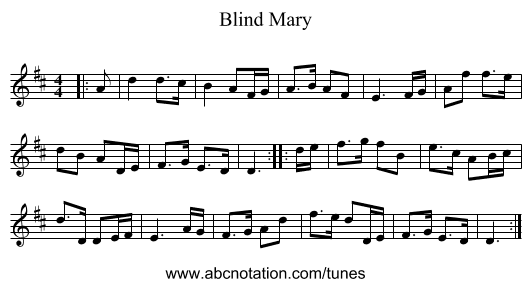 Blind Mary - staff notation