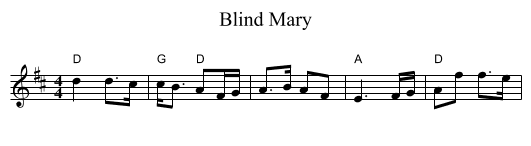 Blind Mary - staff notation