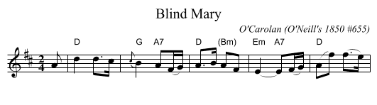 Blind Mary - staff notation