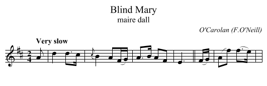 Blind Mary - staff notation