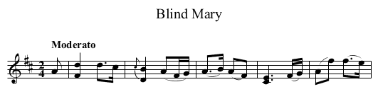Blind Mary - staff notation