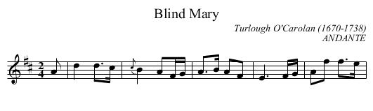 Blind Mary - staff notation