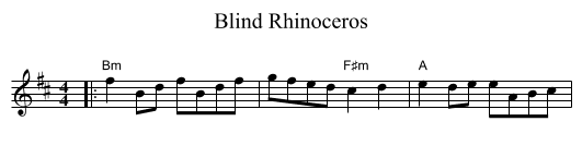 Blind Rhinoceros - staff notation