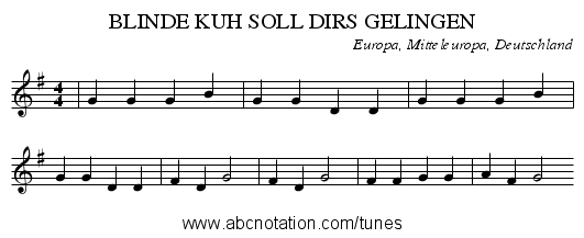 BLINDE KUH SOLL DIRS GELINGEN - staff notation