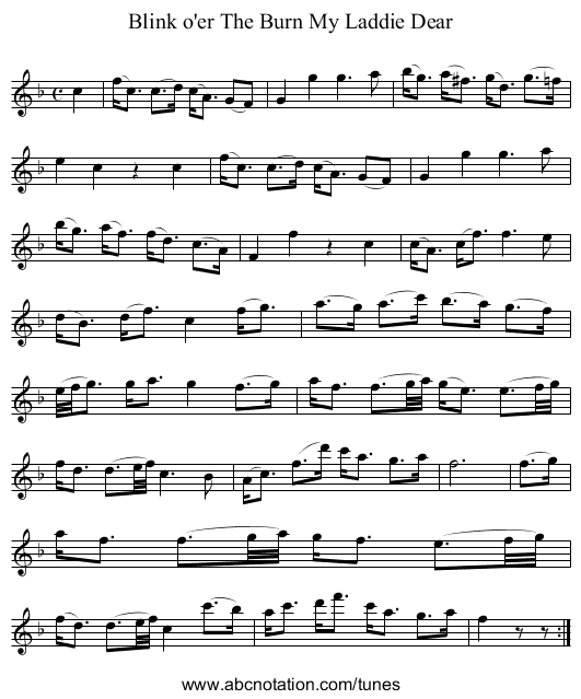 Blink o'er The Burn My Laddie Dear - staff notation