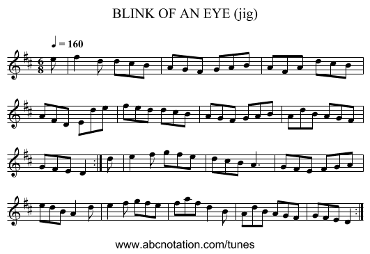 BLINK OF AN EYE (jig) - staff notation