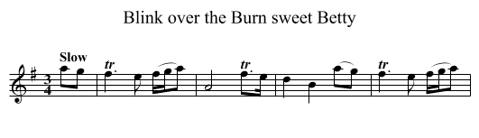 Blink over the Burn sweet Betty - staff notation
