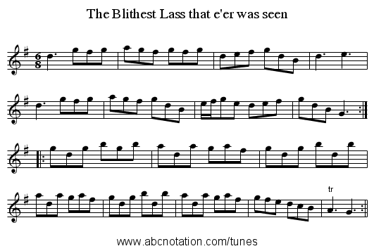 Blithest Lass that e'er was seen, The - staff notation
