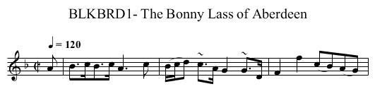 BLKBRD1- The Bonny Lass of Aberdeen - staff notation