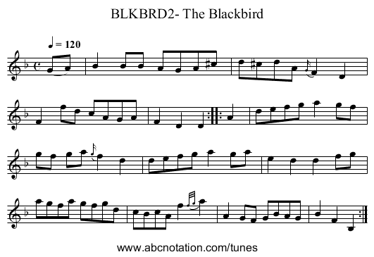 BLKBRD2- The Blackbird - staff notation