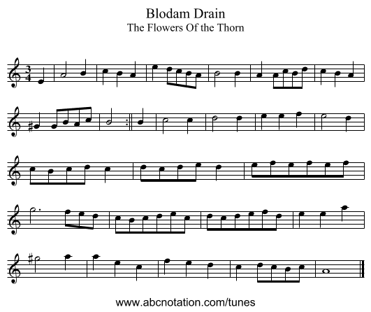 Blodam Drain - staff notation