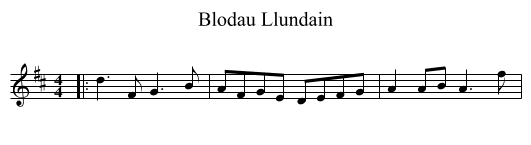 Blodau Llundain - staff notation