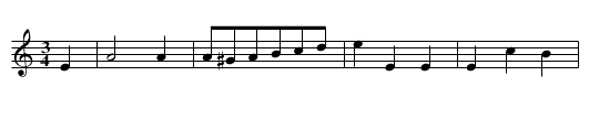 Blodau'r Gwinwydd - staff notation