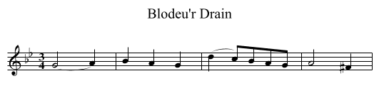 Blodeu'r Drain - staff notation