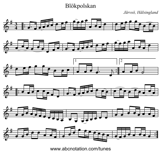 Blökpolskan - staff notation