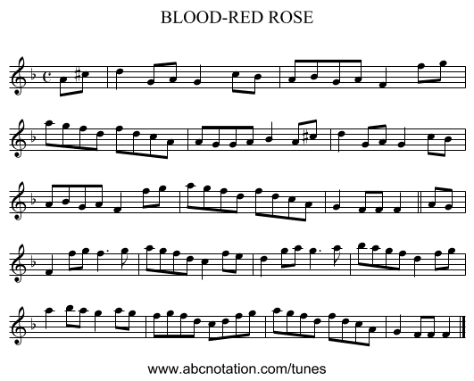 BLOOD-RED ROSE - staff notation