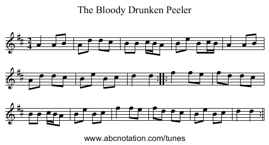 Bloody Drunken Peeler, The - staff notation