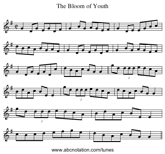 Bloom of Youth, The - staff notation