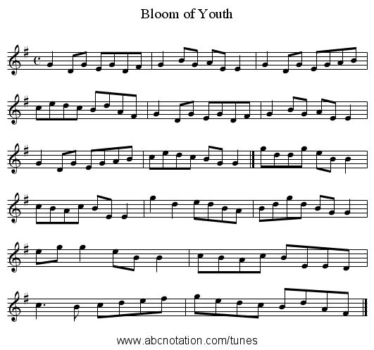 Bloom of Youth - staff notation