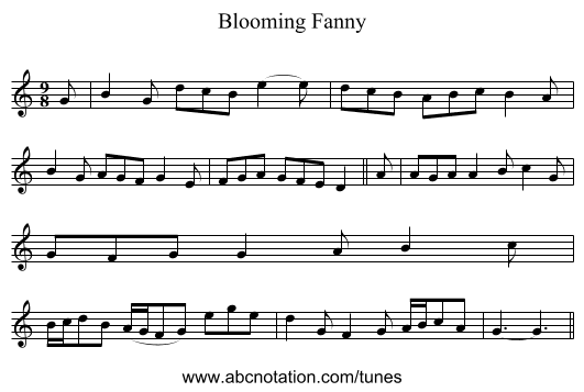 Blooming Fanny - staff notation