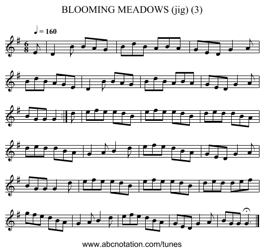 BLOOMING MEADOWS (jig) (3) - staff notation