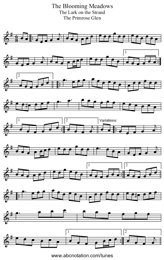 Blooming Meadows, The - staff notation