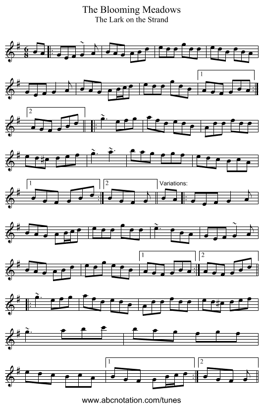 Blooming Meadows, The - staff notation
