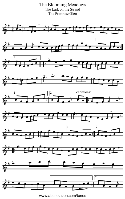 Blooming Meadows, The - staff notation