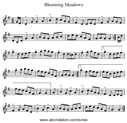 Blooming Meadows - staff notation