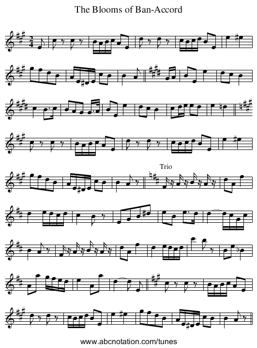 Blooms of Ban-Accord, The - staff notation