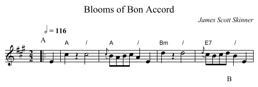 Blooms of Bon Accord - staff notation