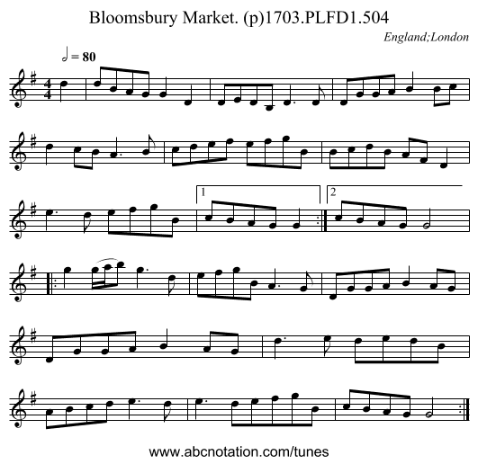 Bloomsbury Market. (p)1703.PLFD1.504 - staff notation