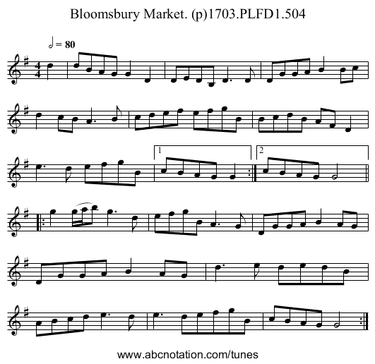 Bloomsbury Market. (p)1703.PLFD1.504 - staff notation