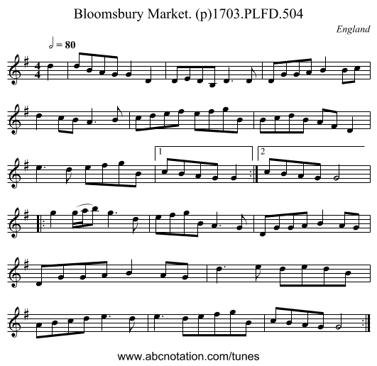 Bloomsbury Market. (p)1703.PLFD.504 - staff notation