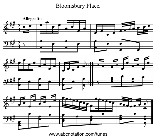 Bloomsbury Place. - staff notation