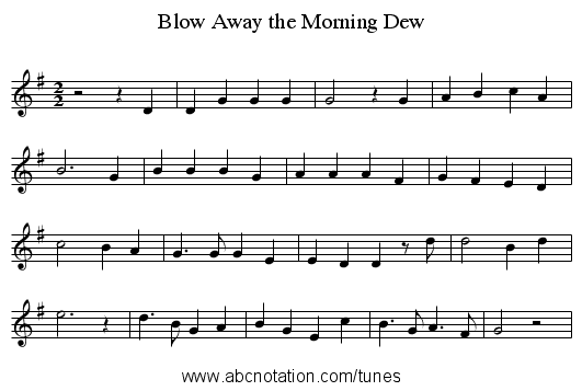 Blow Away the Morning Dew - staff notation